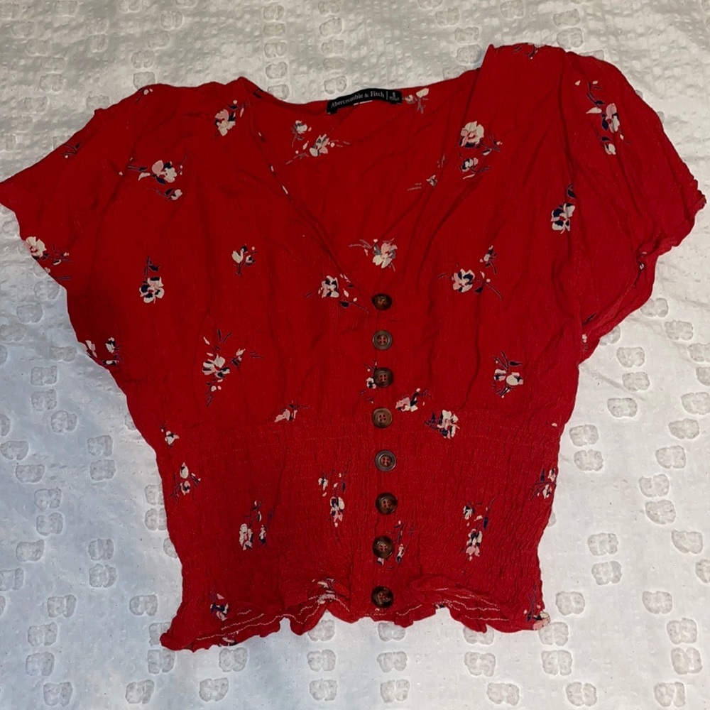ABERCROMBIE & FITCH Crop Top. Floral. Cinched Waist. Size Small.